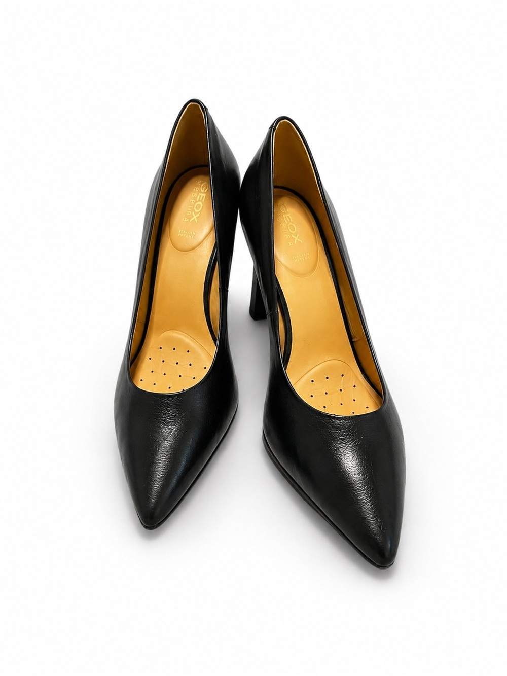 Geox Black Leather Pointed Toe High Heels